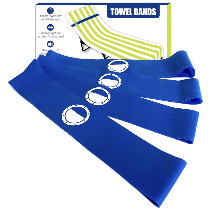 Cruise On Towel Bands for Cruise Chairs (4 Pack), Better Alternative to Towel Clips for Beach, Pool & Ships, Essential for 2025 & 2026 Trips, Secure & Stylish, Blue - Image 1